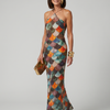 Larkin | Fitted Multicolor Scale Pattern Maxi Dress