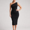 Cemol | One Shoulder Soft Ruched Detail Midi Dress