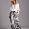 Zephyrel | Flowing Chiffon Top And Printed Wide Leg Pants Set