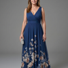 Clarissa | Sleeveless V Neck Soft Floral Hem Midi Dress