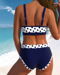 Liesbeth - High-Waisted Polka Dot Bikini Featuring a Unique Patchwork Design