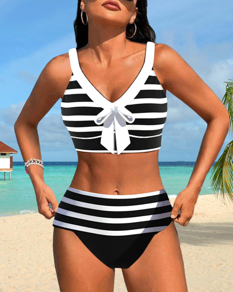 Farah | High-Waisted Striped Bikini