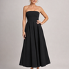 Elove | Strapless Structured Bodice Midi Dress