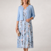 Celeste | Floral Print Sleeveless Cropped Jacket Midi Dress