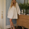 Somel | Long Sleeve V Neck Lace Trim Mini Dress