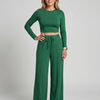 Avam | Long Sleeve Crew Neck Crop Top Pants Set