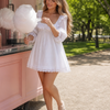 Serenelle | Long Sleeve Square Neck Ruffle Trim Mini Dress