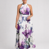 Omego | Soft Bloom Halter Neck Flowing Midi Dress