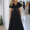 Mige | Short Flutter Sleeve Defined Waist Maxi Dress