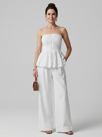 Rila | Strapless Smocked Top And Wide Leg Pants Set