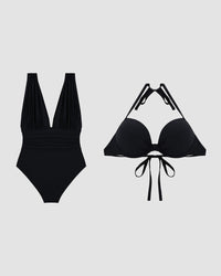Elegant Shaping Swimsuit with Plunging V-Neck