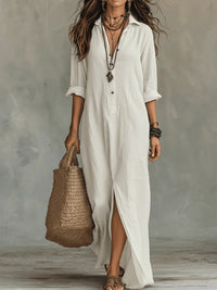 Maxi Black Dress with Buttons | Soline™