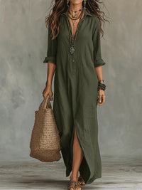 Maxi Black Dress with Buttons | Soline™