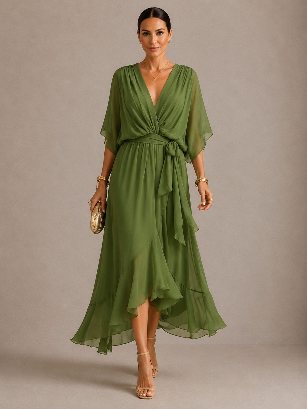 Sarah | Chiffon Dress V-Neck