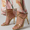 Isolde | Metallic Wrap Strap Stiletto Sandals