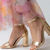 Calista | Metallic Ankle Strap Block Heel Sandals