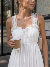 Leach | Sleeveless Ruffle Strap Flowing Skirt Midi Dress