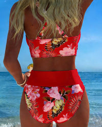 Roan | Floral Print Bikini with Contrasting Design and Slit Detail