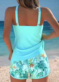 Barbara | Elegant Cut-Out Tankini with Ocean Print