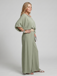 Siomara | One Shoulder Wide Sleeve Top And Wide Leg Pants Set