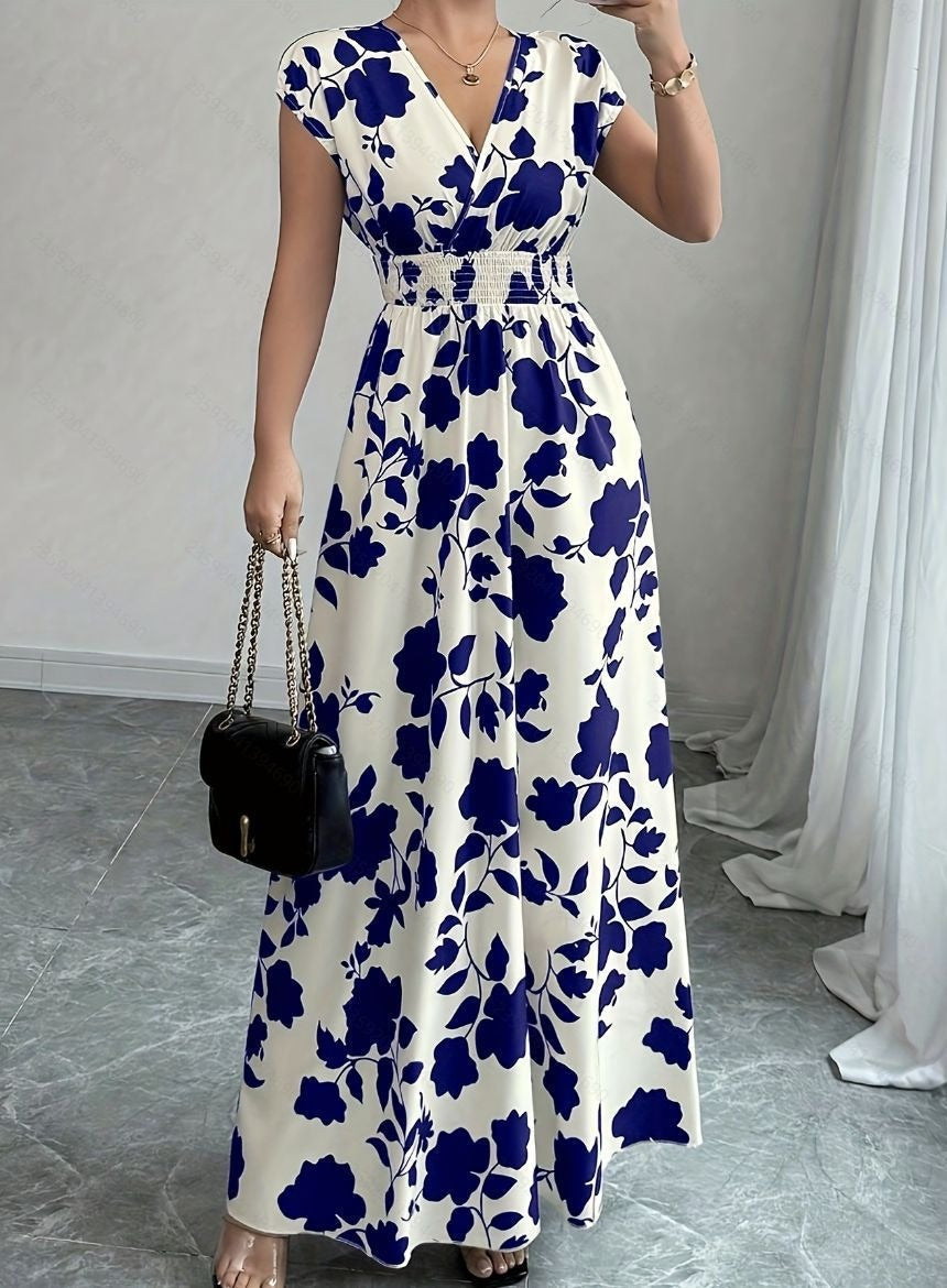 Daniela | Long Floral Dress with V-Neck