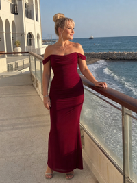 Wesel | Off Shoulder Fitted Silhouette Midi Dress