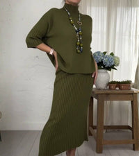 Debora | Ribbed Midi Skirt Knit Set