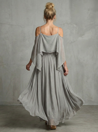 Marisol | Layered Drape Cold Shoulder Top Wide Leg Set