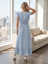 Clove | Ruffle Sleeve Smocked Waist Midi Dress