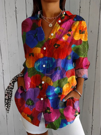 Anica | Vibrant Artistic Button-Up Blouse