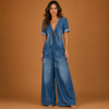 MAYA | Wide-Leg Denim  Jumpsuit