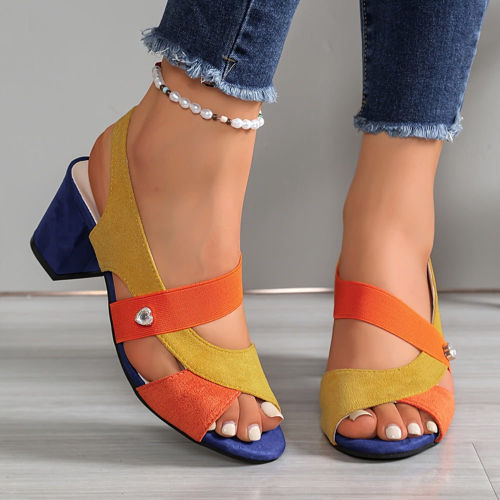 Linda | Women's Open Toe Block Heel Pumps