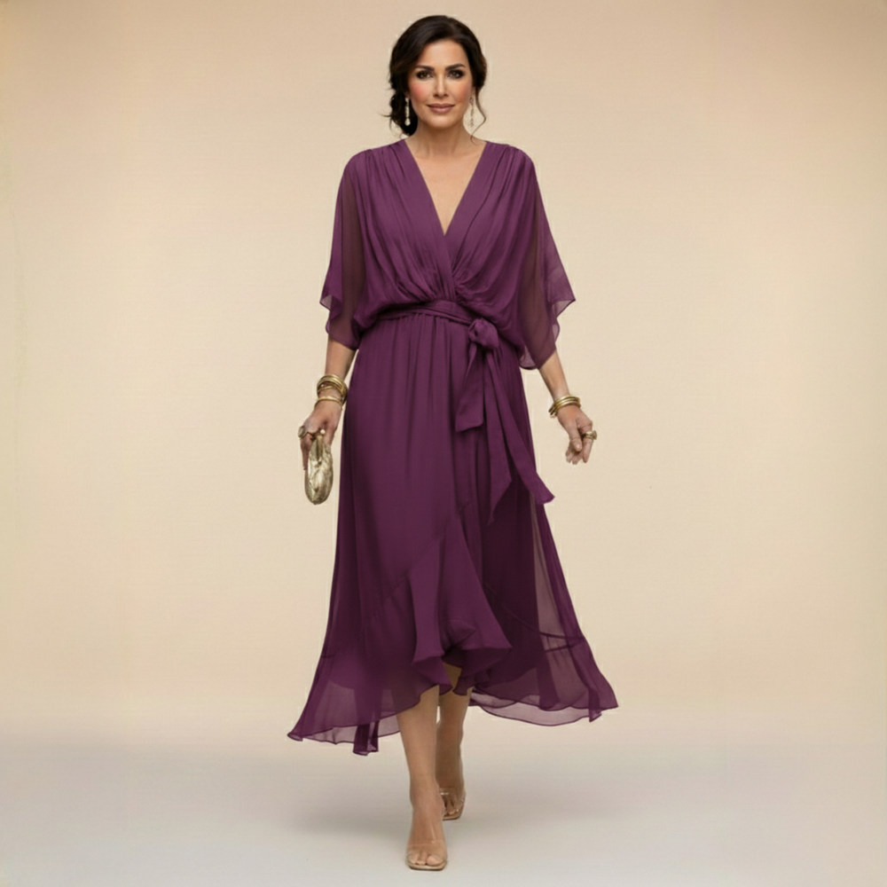 Sarah | Chiffon Dress V-Neck
