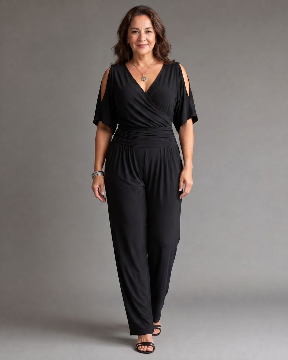 Nyxara | Cold Shoulder Wrap Waist Relaxed Jumpsuit