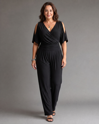 Nyxara | Cold Shoulder Wrap Waist Relaxed Jumpsuit