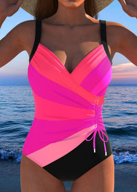 Mercedes™ | Luxury Swimsuit with Crossed Neckline and Multicolor Print