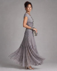 Virelune | Draped Crop Top And Pleated Maxi Skirt Set
