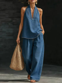 Martina | Long Fluid Suit V-Neck