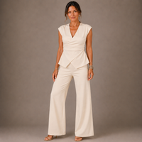 ABIGAIL | Elegant women's set V-neck top and trousers