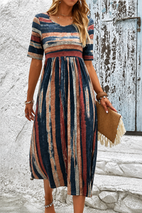 MARGARET | Striped Belly-Hiding Midi Dress