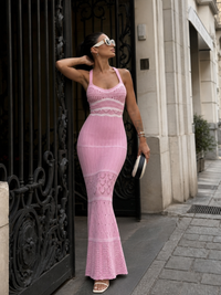 Valora | Spaghetti Strap Crochet Detail Maxi Dress