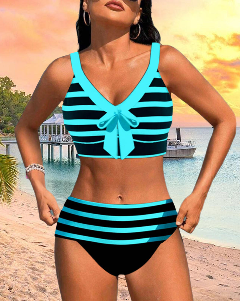 Farah | High-Waisted Striped Bikini