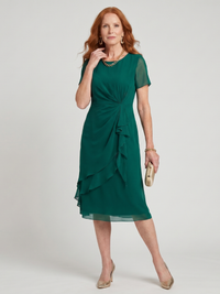Eira | Short Sleeve Layered Hem Midi Dress