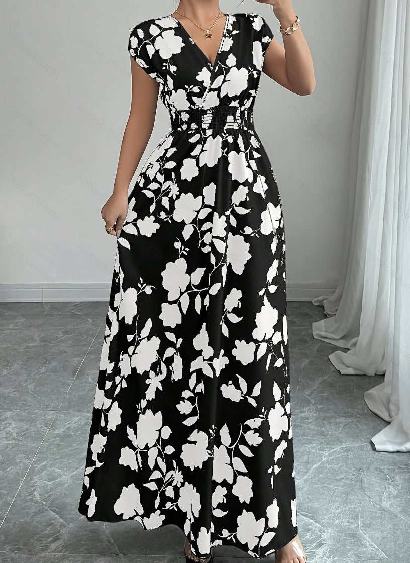 Daniela | Long Floral Dress with V-Neck