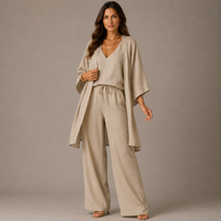 MELANIE- Women's minimalist wide-leg pants three-piece set