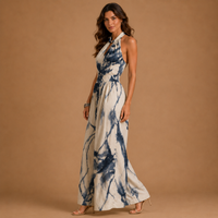 LILA | Wide Jumpsuit with Ink Effect Print