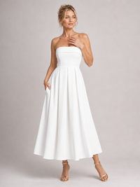 Elove | Strapless Structured Bodice Midi Dress
