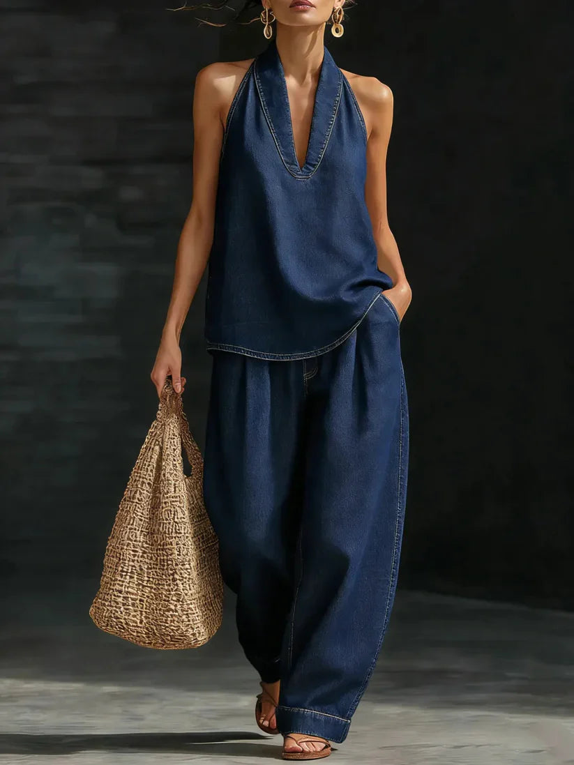 Martina | Long Fluid Suit V-Neck