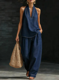 Martina | Long Fluid Suit V-Neck
