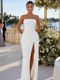 Ishra | Strapless High Side Slit Maxi Dress